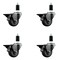Service Caster 3'' Gray Poly Swivel 1-3/8'' Expanding Stem Caster Set with Brake, 4PK SCC-EX20S314-PPUB-PLB-138-4 - alternate 1